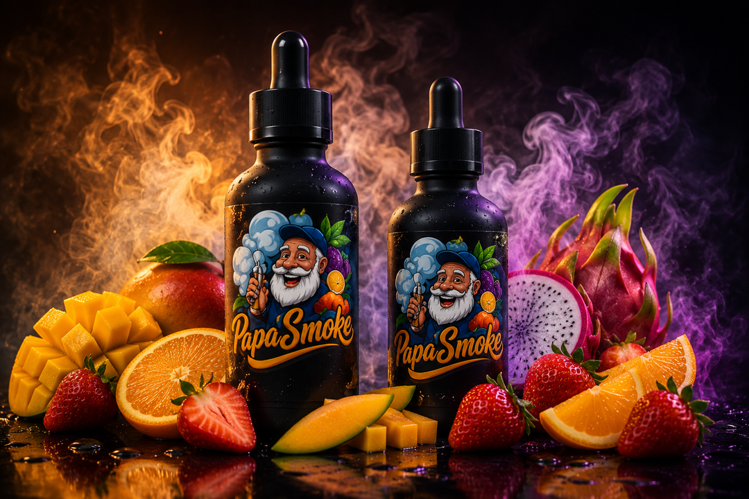Papa Smoke e-liquid bottles