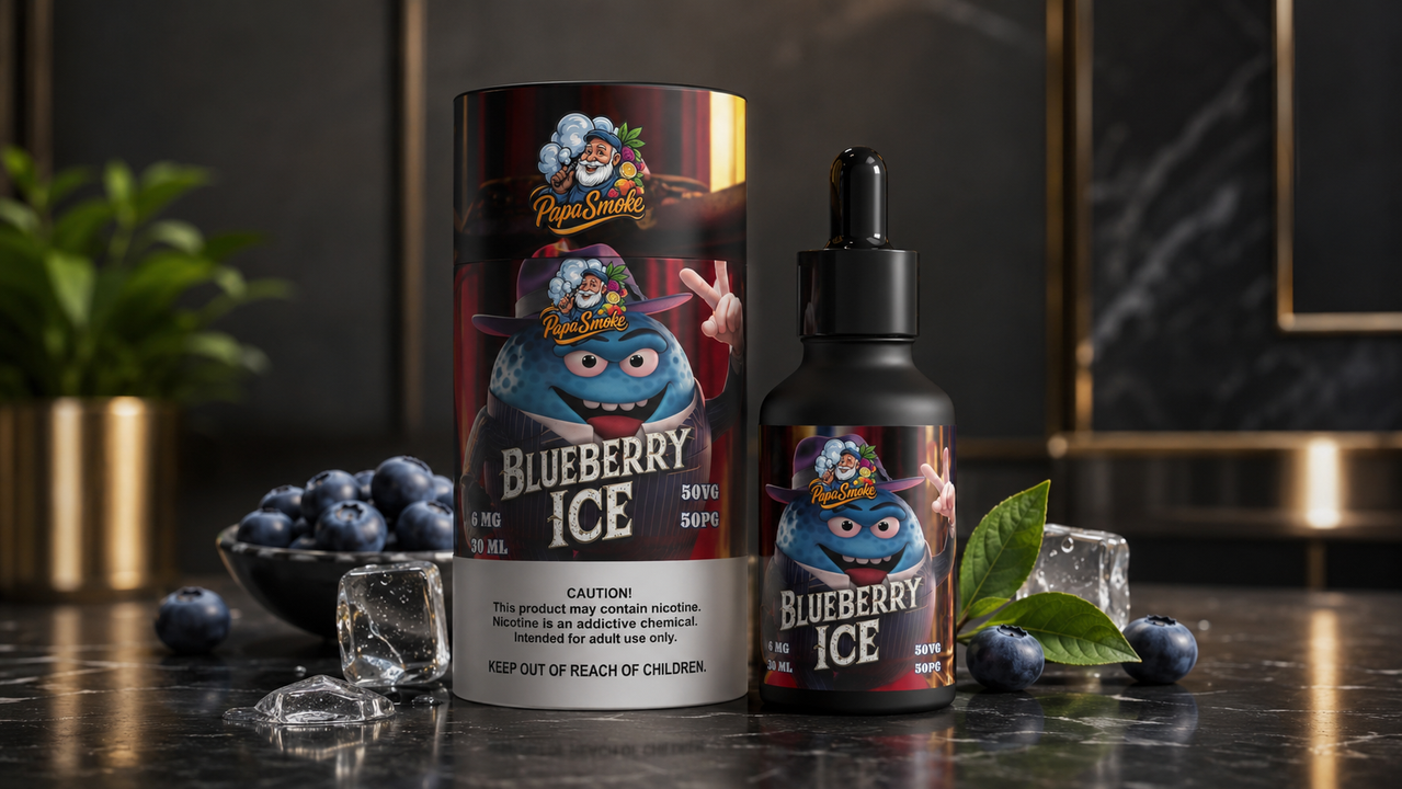 Papa Smoke bottle with fruit and ice
