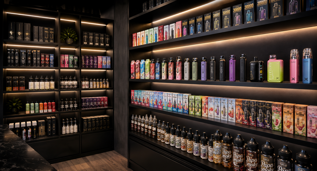 Papa Smoke e-liquid bottle with fruit ingredients